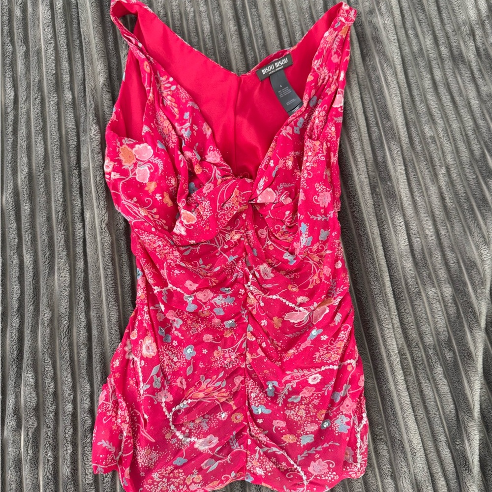 Bisou Bisou Hot Pink Floral Top